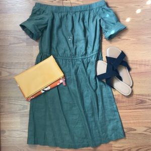 Off the shoulder army green dress